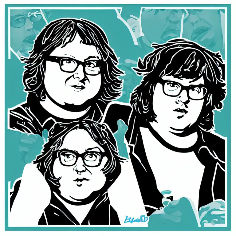 Image similar to andy milonakis & clark duke hybrid, vector, svg sticker art