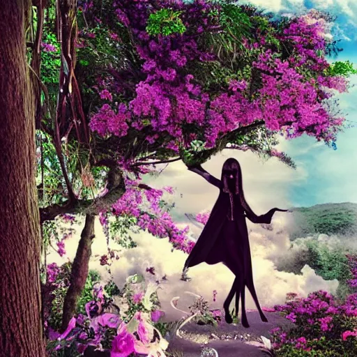 Image similar to a gothic girl in paradise