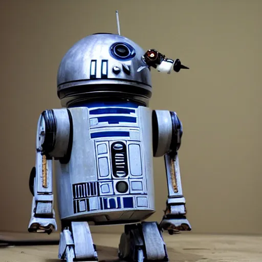 Image similar to a steampunk robot ( ( ( r 2 d 2 and wall - e ) ) )