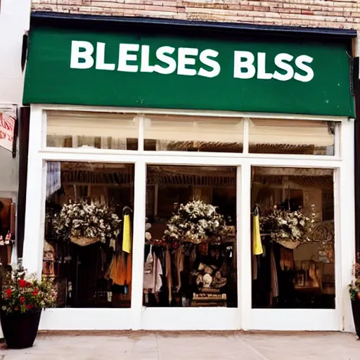 Image similar to a store front that says bless