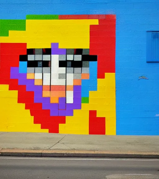 Image similar to street art looking like retro videogames from the 8 0 s, pixelized