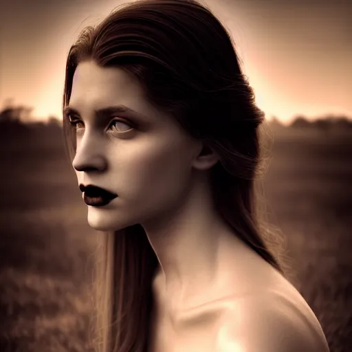 Prompt: photographic portrait of a stunningly beautiful elegant gothic female in soft dreamy light at sunset, god rays, contemporary fashion shoot, by edward robert hughes, annie leibovitz and steve mccurry, david lazar, jimmy nelsson, breathtaking, 8 k resolution, extremely detailed, beautiful, establishing shot, artistic, hyperrealistic, beautiful face, octane render