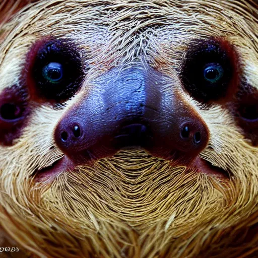 Image similar to a beautiful high detail photo of a sloth's face