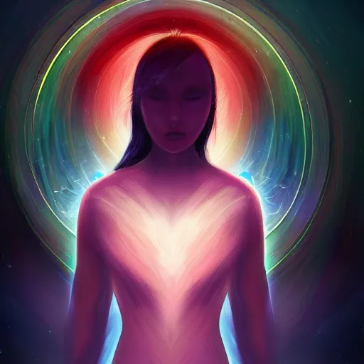 Prompt: spiritual awakening, in the universe, digital painting, artstation