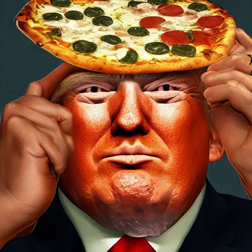 Prompt: a high detail shot of trump making a pizza, smoking, render, cgsociety, photorealism