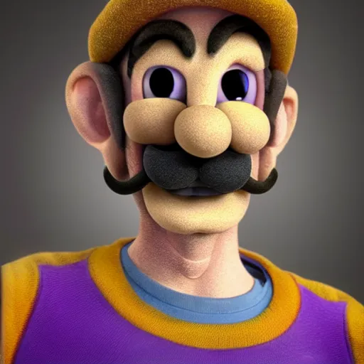 Image similar to stunning award winning hyperrealistic hdr 8 k highly detailed portrait photo of waluigi as a real human