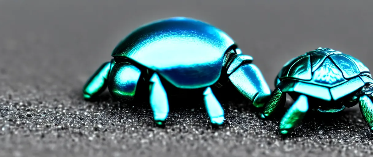 Prompt: high quality close-up photo scarab!! jeweled pearlescent gorgeous intricate moody blue lighting low angle hd 8k sharp shallow depth of field