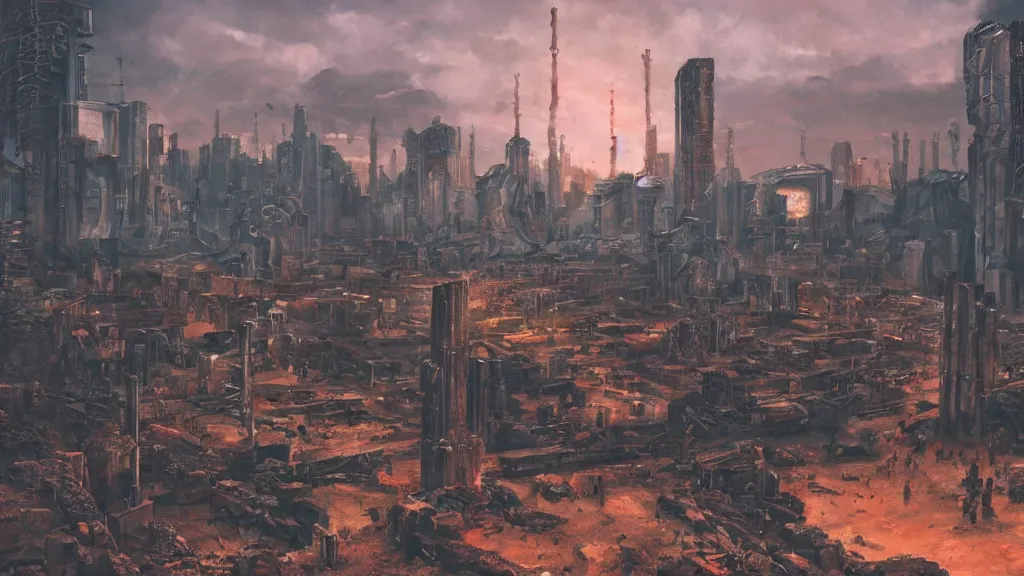 Image similar to cyberpunk pompeii landscape