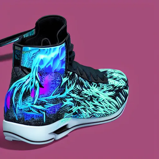 Image similar to Ultra detailed sneakers designed by Hayao Miyazaki, superresolution, HDR, futuristic sneakers