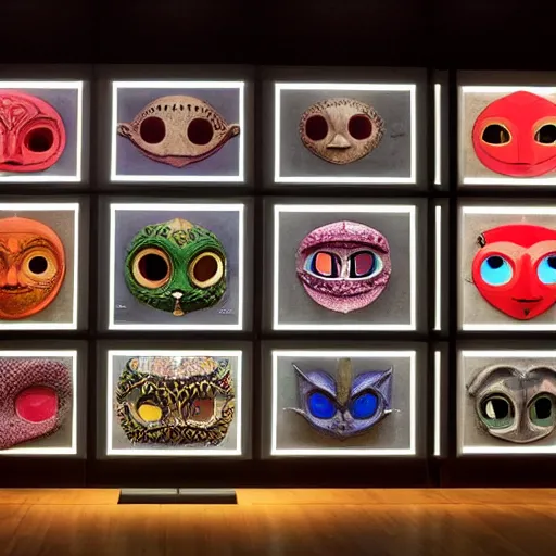 Image similar to photograph of the majora ‘ s mask exhibition in the british national museum