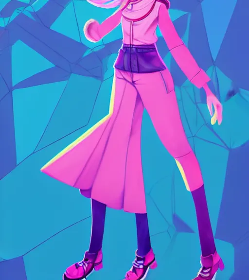 Image similar to female character inspired by 9 0's fashion and by madeline from celeste, art by rossdraws