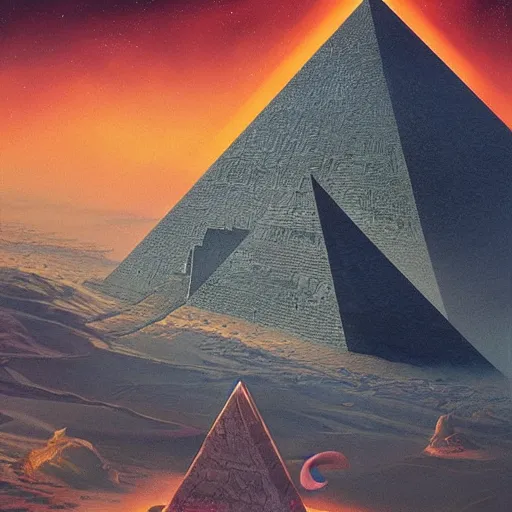 Prompt: path towards a pyramid with black snake in the sky ,by artgerm and Craig Mullins, James Jean, Andrey Ryabovichev, Mark Simonetti and Peter Morbacher 16k