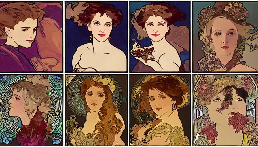 famous actresses in the style of Alphonse Mucha | Stable Diffusion ...