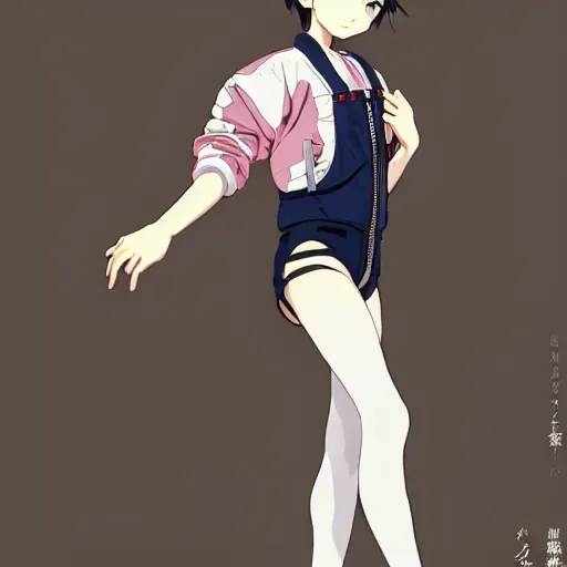 Prompt: a beautiful! boyish! ballerina alluring gravure! model, aztech street fashion oversized mayan bomber jacket and leotard with overalls, bulky poofy bomber jacket with mayan patterns, gapmoe yandere grimdark, trending on pixiv fanbox, painted by greg rutkowski makoto shinkai takashi takeuchi studio ghibli, akihiko yoshida