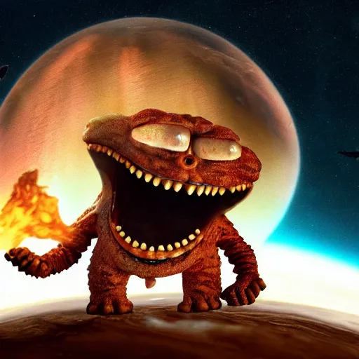 Image similar to eldritch horror bloody garfield in space, hd, 8 k, giant, epic, realistic photo, unreal engine, stars, prophecy, powerful, cinematic lighting, destroyed planet, debris, violent, sinister, ray tracing, dynamic, epic composition, dark, horrific, teeth, grotesque, monochrome drawing, hellscape