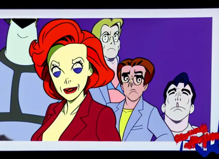 Image similar to dana scully on the real ghostbusters, animation cel, anime, sharp detail, animation cel, thin linework, in the style of don bluth, bruce timm, stephen silver, studio trigger
