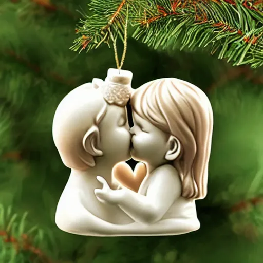 Prompt: the first kiss, ornament, glossy, squishy, in a symbolic and meaningful style