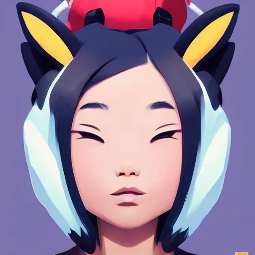 Image similar to face icon stylized minimalist an asian girl in a pikatchu costume, loftis, cory behance hd by jesper ejsing, by rhads, makoto shinkai and lois van baarle, ilya kuvshinov, rossdraws global illumination