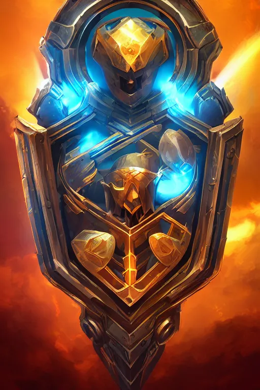 Image similar to shield fantasy epic legends game icon stylized digital illustration radiating a glowing aura global illumination ray tracing hdr fanart arstation by ian pesty and katarzyna da „ bek - chmiel