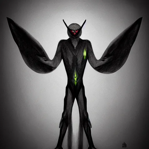 Prompt: an humanoid mothman very stylized, slim, in the style of john park, digital art painting, winning award image, matte painting, superb, trending in artstation