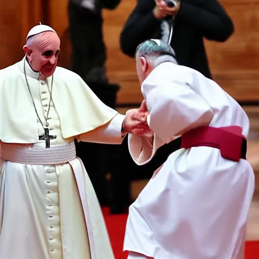 Prompt: the pope doing karate