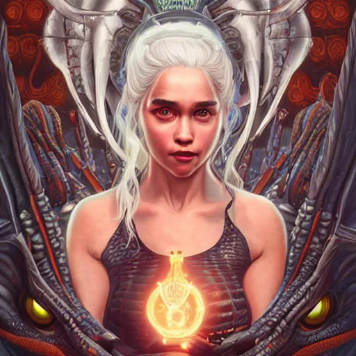 Prompt: Lofi BioPunk portrait daenerys targaryen with three dragons, Pixar style by Tristan Eaton Stanley Artgerm and Tom Bagshaw