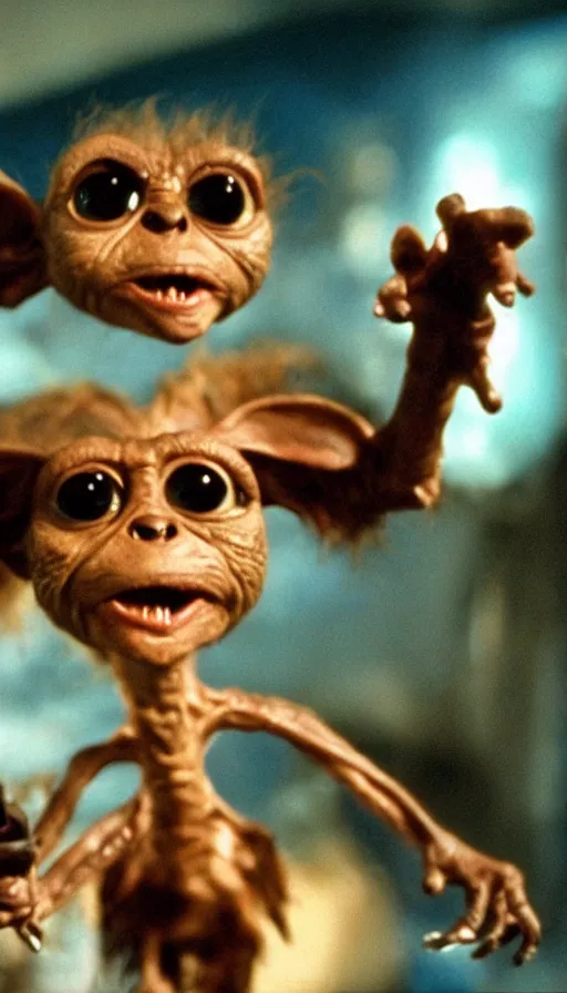 Image similar to e. t. ganger gremlins, cinema still