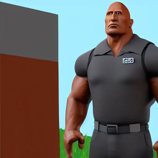 Image similar to dwayne johnson in roblox, roblox deisgn, roblox avatar, digital art, 3 d art, third dimension