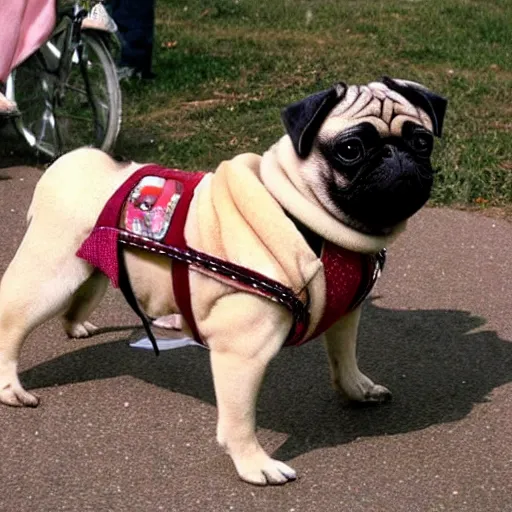 Prompt: pug dressed like dolly parton playing guitar