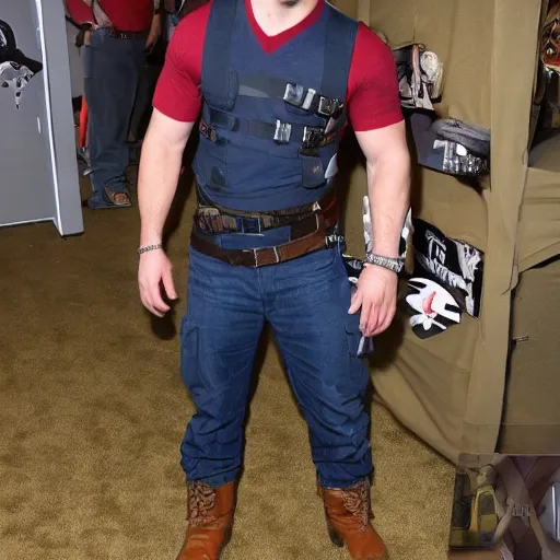 Image similar to chris pratt dressed as mario in a navy seal fire fight