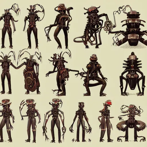 Prompt: 2d game art of steampunk spider, game character design, articulated joints, detailed, blank background