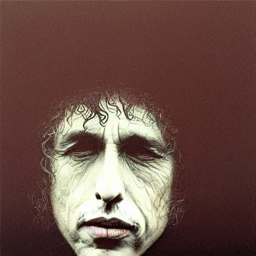 Image similar to profile photo of bob dylan by beksinski, mc escher tesselation, artstation