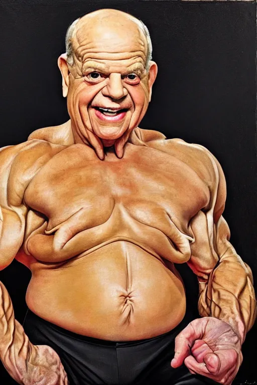 Image similar to don rickles as an elderly muscular bodybuilder, oil painting by john currin and lucien freud, detailed art