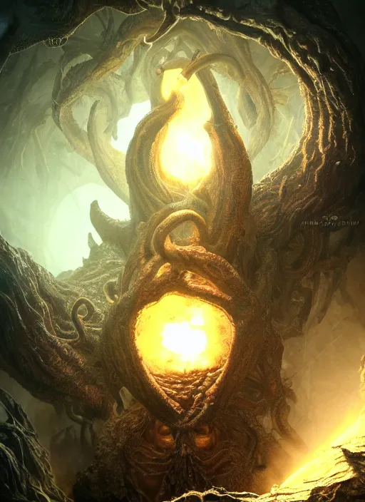 Image similar to shub - niggurath, ultra detailed fantasy, elden ring, realistic, dnd character portrait, full body, dnd, rpg, lotr game design fanart by concept art, behance hd, artstation, deviantart, global illumination radiating a glowing aura global illumination ray tracing hdr render in unreal engine 5