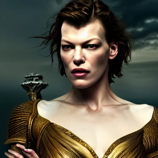 Prompt: milla jovovich as majestic gracious regal goddess persephone portrait, ancient greece, elysium, atmospheric lighting, painted, intricate, volumetric lighting, beautiful, rich deep colours masterpiece, golden hour, sharp focus, ultra detailed, by leesha hannigan, ross tran, thierry doizon, kai carpenter, ignacio fernandez rios