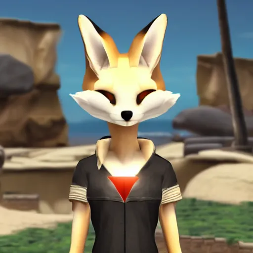 Prompt: A fennec fox furry, vrchat avatar