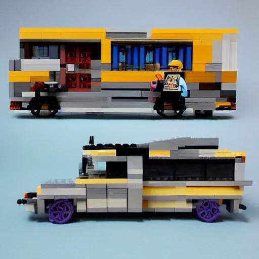 Image similar to breaking bad van and Walter White and Jesse pinkman as a lego set