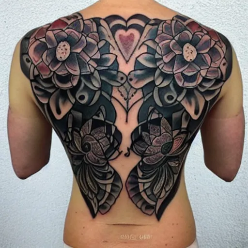 Image similar to void flowers life, tattoo on back