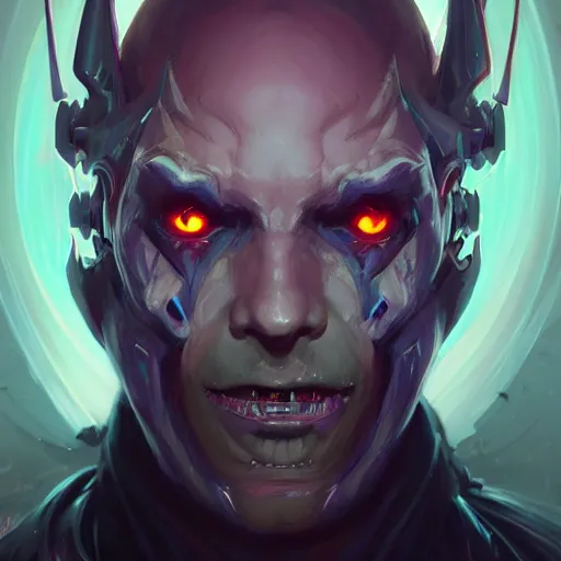 Image similar to a portrait of a demonic cybernetic prince of darkness, cyberpunk concept art by pete mohrbacher and wlop and artgerm and josan gonzales, digital art, highly detailed, intricate, sci-fi, sharp focus, Trending on Artstation HQ, deviantart, unreal engine 5, 4K UHD image