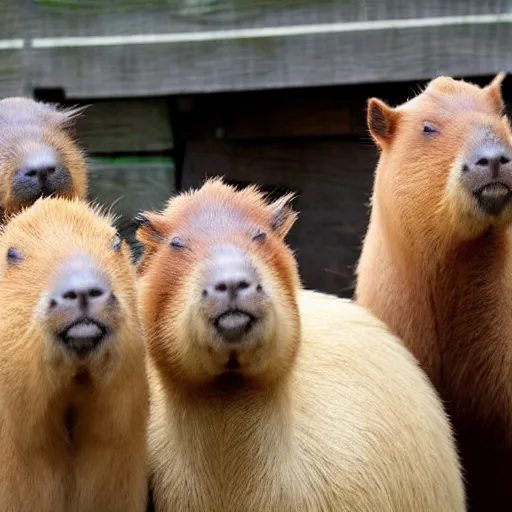 Image similar to capybaras in a barbershop quartet,