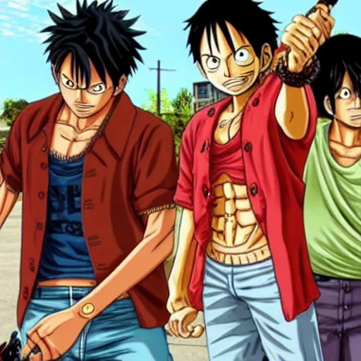 Prompt: luffy in GTA