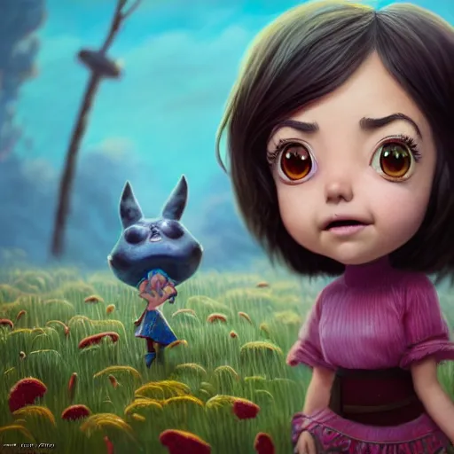 Prompt: an epic fantasy comic book style portrait painting of an extremely cute and adorable very beautiful chibi aubrey plaza, character design by mark ryden and pixar and hayao miyazaki, unreal 5, daz, hyperrealistic, octane render, cosplay, rpg portrait, dynamic lighting, intricate detail, harvest fall vibrancy, cinematic