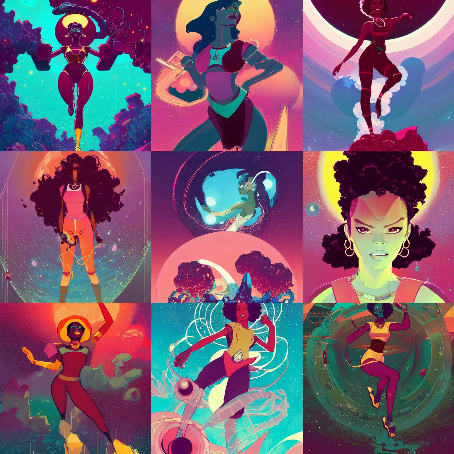 Prompt: Garnet from Steven Universe by Victo Ngai and James Gilleard and Bruce Pennington