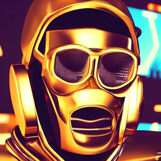 Image similar to hiphop gangsta robot, gold mouth, led screens, expressive, photo realistic, dramatic cinematic lighting, octane render, 4 k, ultra detailed