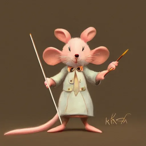Prompt: An adorable whimsical mouse conducting an orchestra, highly detailed, digital painting, artstation, concept art, smooth, sharp focus, studio light, by Phil and Kaja Foglio,