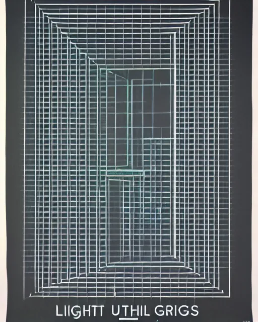 Image similar to 1 9 8 0 s light grid into liminal space, poster