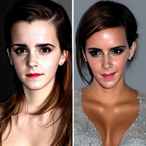 Image similar to a woman who is half emma watson half kim kardashian