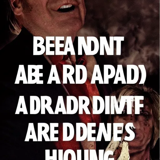 Prompt: Be not afraid be not afraid be not afraid be not afraid they are coming they are hunting they are eating they are devouring. Saul Goodman