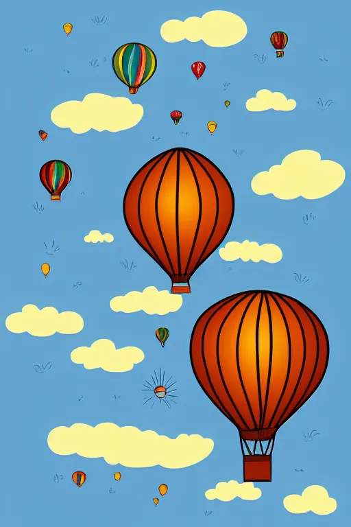 Image similar to sunrise mountain water hot - air balloon illustration vector digital art trending on artstation