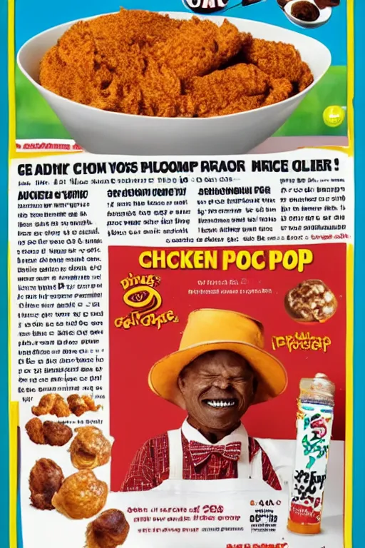 Prompt: an advertisement for popeyes new chicken, called chicken poop manure, smelly, shitty, stinky, poop sauce included!